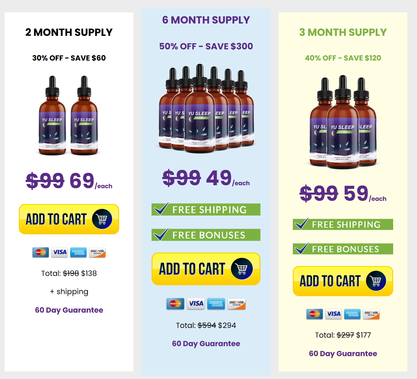 YU SLEEP Pricing Packages - Special Offer